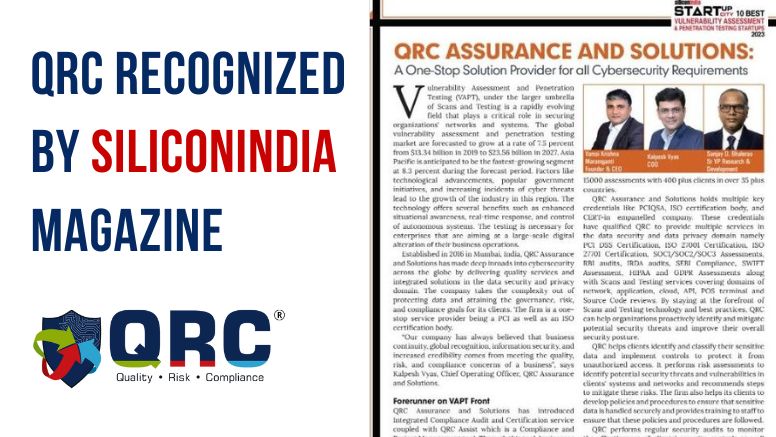 QRC Recognized by SiliconIndia Magazine