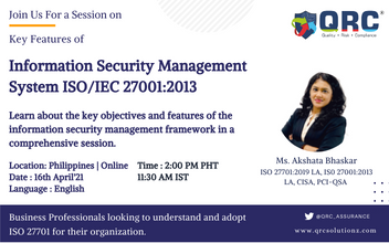 ISO/IEC 27001:2013 - Key Features/Benefits